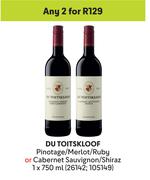 DU Toitskloof Pinotage/Merlot/Ruby Or Cabernet Sauvignon/Shiraz-For 2 x 750ml