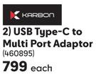 Karbon USB Type-C To Multi Port Adaptor-Each