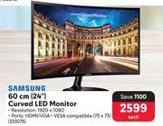 Samsung 60cm (24") Curved LED Monitor-Each