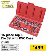 Tork Craft 16 Piece Tap & Die Set With PVC Case