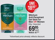 Mitchum Anti Perspirant Gel Stick For Men Or Women Assorted-63g Each