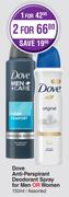 Dove Anti Perspirant Deodorant Spray For Men Or Women Assorted-For 2 x 150ml