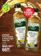 Lifestyle Food Canola & Extra Virgin Olive Oil-1Ltr Each