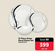 12 Piece Stripe Decal Dinner Set-Per Set