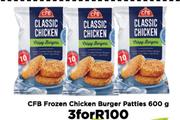 CFB Frozen Chicken Burger Patties-For 3 x 600g