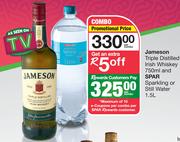 Jameson Triple Distilled Irish Whiskey 750ml And SPAR Sparkling Or Still Water 1.5Ltr-Per Combo