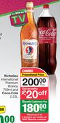 Richelieu International Premium Brandy 750ml And Coca-Cola 2.25Ltr-Per Combo