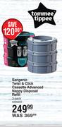 Tommee Tippee Sangenic Twist & Click Cassette Advanced Nappy Disposal Refill 3 Pack