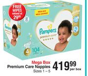 Pampers Mega Premium Care Nappies Sizes 1-5-Per Box