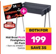 Expert Grill Midi Braai Plus Firelighters 24 Pack