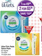 Lil-Lets Ultra Thin Pads Value Pack-For 2