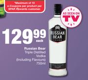 Russian Bear Triple Distilled Vodka (Including Flavours)-750ml Each