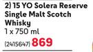 Glenfiddich 15 YO Solera Reserve Single Malt Scotch Whisky-750ml