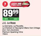 J.C.Le Roux Le Domaine,La Fleurette,La Chanson Or Sauv Blanc Non Vintage Premium Sparkling Wine-750m