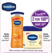 Vaseline Body Lotion Assorted 400ml Or Body Cream Assorted 400ml-For 2