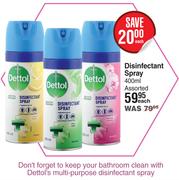 Dettol Disinfectant Spray Assorted-400ml Each
