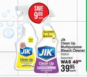 Jik Clean Up Multipurpose Bleach Cleaner Assorted-500ml Each
