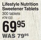 Lifestyle Nutrition Sweetener Tablets-300 Tablets