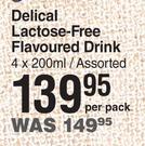 Delical Lactose Free Flavoured Drink Assorted-4 x 200ml Per Pack