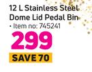 Mainstays 12L Stainless Steel Dome Lid Pedal Bin