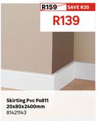 Skirting PVC Po811 20 x 80 x 2400mm 81421143
