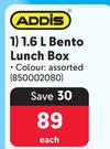 Addis 1.6L Bento Lunch Box-Each
