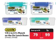 Addis 1.15L To 2.1L Munch On The Go Lumnch Boxes-Each