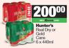 Hunter's Real Dry Or Gold Cans-For 2 x 6 x 440ml