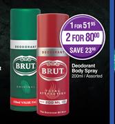 Brut Deodorant Body Spray Assorted-For 2 x 200ml