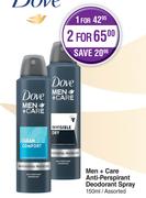 Dove Men + Care Anti-Prespirant Deodorant Spray Assorted-For 2 x 150ml