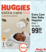 Huggies Extra Care New Baby Nappies Size 1 42 Pack-Per Pack