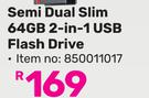 HK Vision Semi Dual Silm 64GB 2 In 1 USB Flash Drive