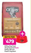 Ol'Roy Dog Food 25Kg Plus Ol'Roy 180mm Plastic Dog Bowl-Both For