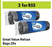 Great Value Refuse Bags-For 2 x 20s