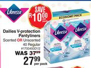 Libresse Dailies V-Protection Pantyliners (Scented Or Unscented) 40 Regular-Per Pack