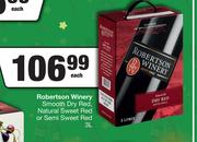 Robertson Winery Smoth Dry Red,Natural Sweet Red Or Semi Sweet Red-3L Each