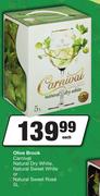 Olive Brook Carnival Natural Dry White,Natural Sweet White Or Natural Sweet Rose-5L Each