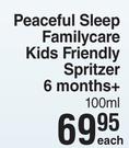 Peaceful Sleep Family Care Kids Friendly Spritzer 6 Months+-100ml Each
