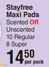 Stayfree Maxi Pads-Per Pack  