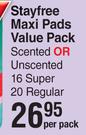Stayfree Maxi Pads Value Pack-Per Pack  