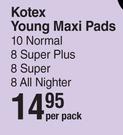 Kotex Young Maxi Pads-Per Pack  