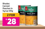 Rhodes Canned Peaches In Syrup-For 2 x 410g