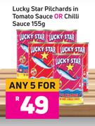 Lucky Star Pilchards In Tomato sauce Or Chilli Sauce-For Any 5 x 155g