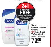 Sanex Dermo Shower Cream Or Kids Head To Toe Wash Assorted-500ml Each