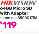 1Hikvision 64GB Micro SD With Adaptor