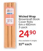 Wicked Wrap Brownkraft Book Cover Rolls 6m X 480mm-3's Per Pack