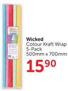 Wicked Colour Kraft Wrap 500mm X 700mm-5's Per Pack