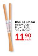 Back To School Heavy Duty Brown Rolls 3m X 760mm-Each