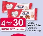 Clicks Made 4 Baby Cranberry Oat Bars-4X28g