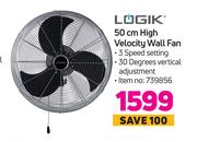 Logik 50cm High Velocity Wall Fan 